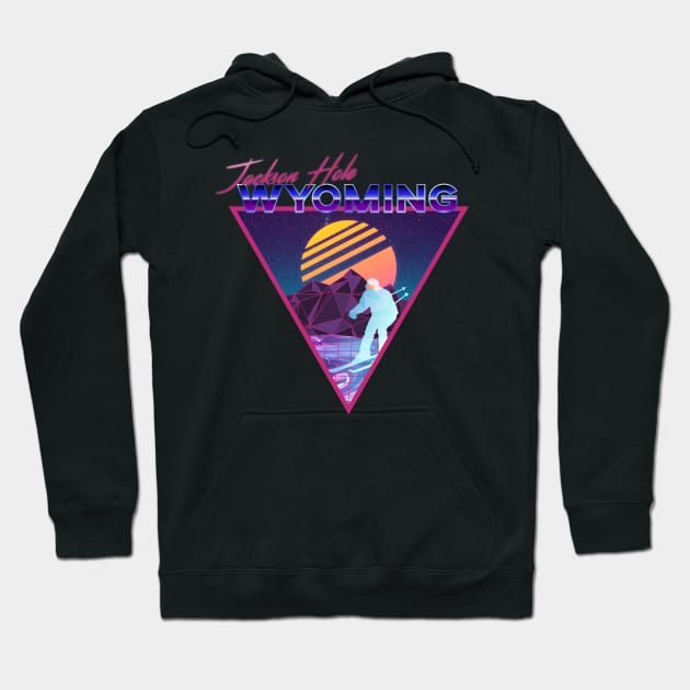 Retro Vaporwave Ski Mountain | Jackson Hole Wyoming | Shirts, Stickers, and More! Hoodie by KlehmInTime